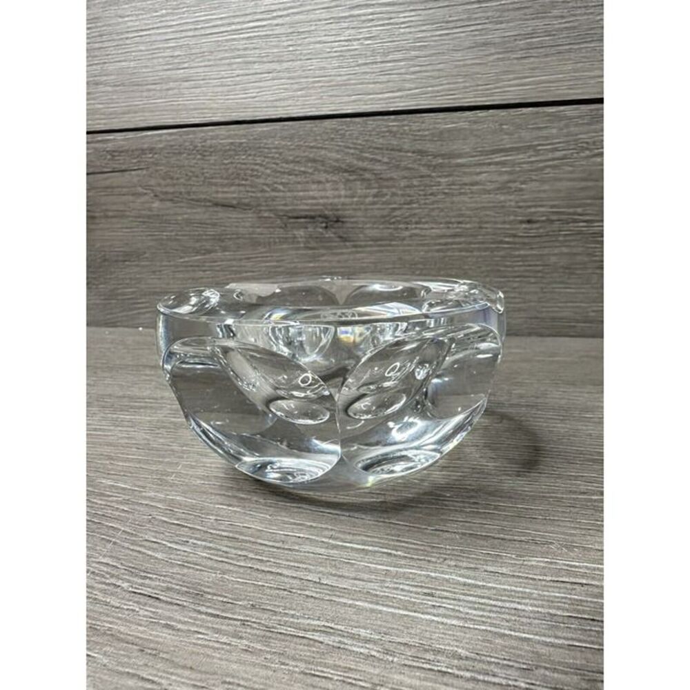 Vintage French Baccarat Round Cut Glass Ashtray or Catchall